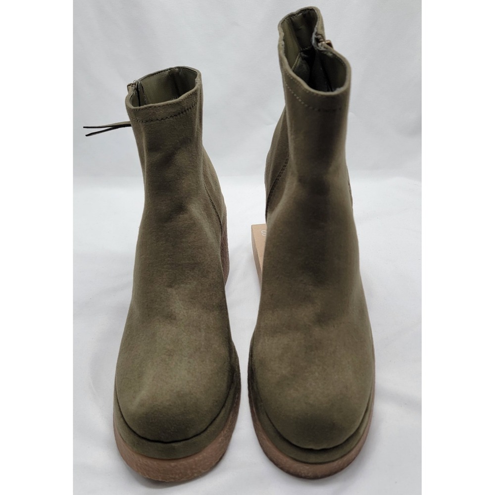 Womens UNIONBAY Scarsdale Platform Ankle Boots Size 8.5 Olive Green Zipper